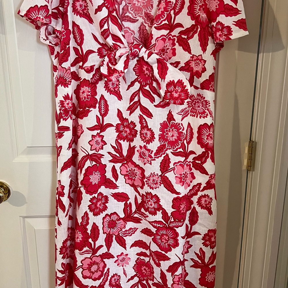 Boden Red and White Ruffled A-line Sundress